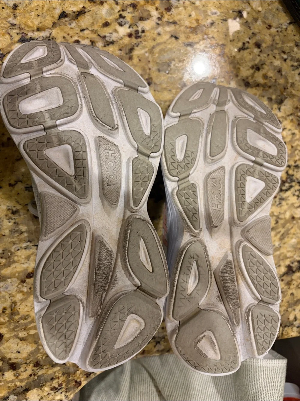 Hoka Women's Running Shoes in Light Gray with Subtle Peach Accents